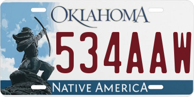 OK license plate 534AAW