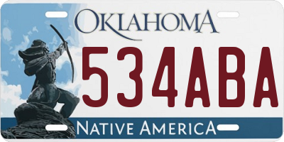 OK license plate 534ABA