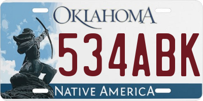 OK license plate 534ABK