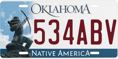 OK license plate 534ABV