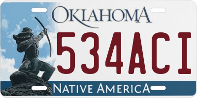 OK license plate 534ACI
