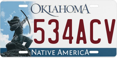 OK license plate 534ACV