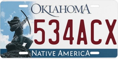 OK license plate 534ACX
