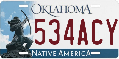 OK license plate 534ACY