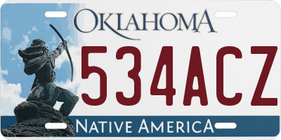 OK license plate 534ACZ