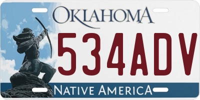 OK license plate 534ADV