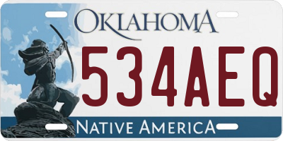 OK license plate 534AEQ
