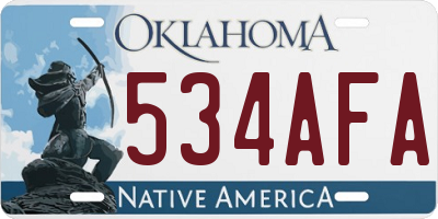 OK license plate 534AFA