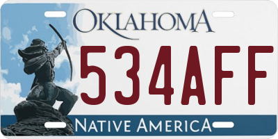 OK license plate 534AFF
