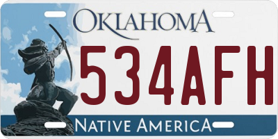 OK license plate 534AFH