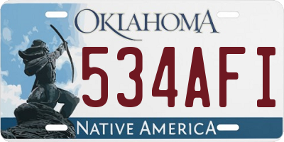 OK license plate 534AFI