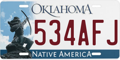 OK license plate 534AFJ