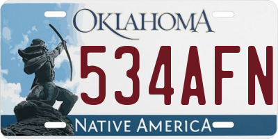 OK license plate 534AFN