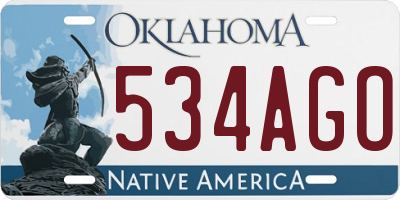 OK license plate 534AGO