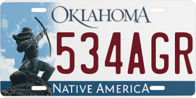 OK license plate 534AGR