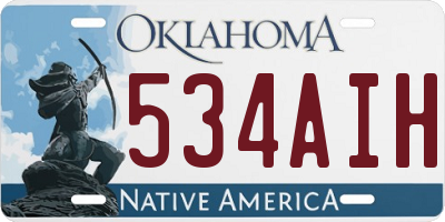 OK license plate 534AIH