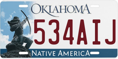 OK license plate 534AIJ