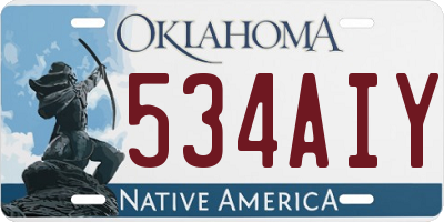OK license plate 534AIY