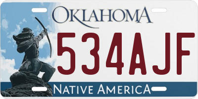 OK license plate 534AJF