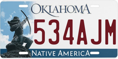 OK license plate 534AJM