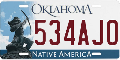 OK license plate 534AJO