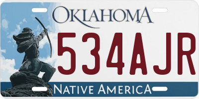 OK license plate 534AJR