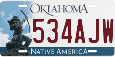 OK license plate 534AJW