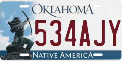 OK license plate 534AJY