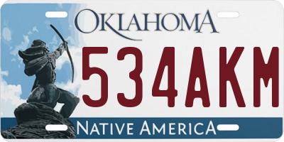 OK license plate 534AKM