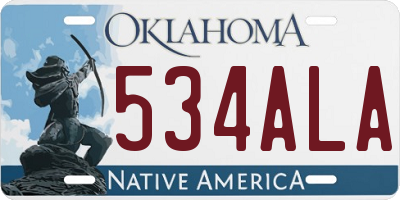 OK license plate 534ALA