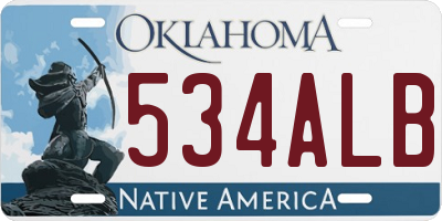 OK license plate 534ALB