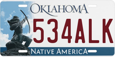 OK license plate 534ALK