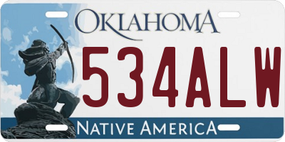 OK license plate 534ALW
