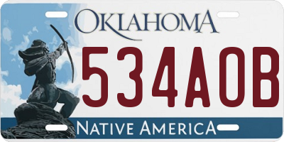 OK license plate 534AOB