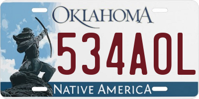 OK license plate 534AOL