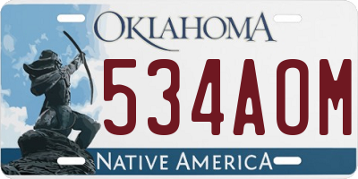 OK license plate 534AOM