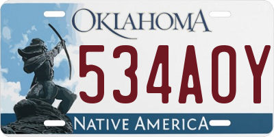 OK license plate 534AOY