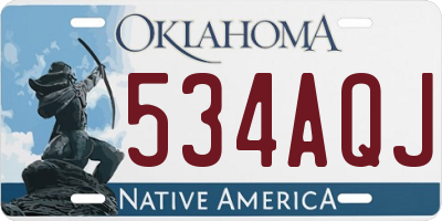 OK license plate 534AQJ