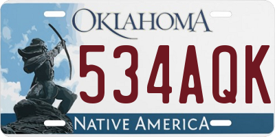 OK license plate 534AQK
