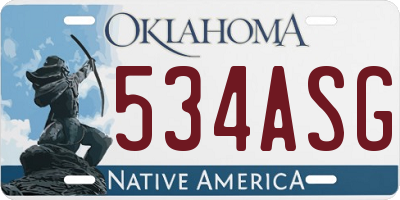 OK license plate 534ASG