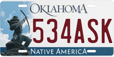 OK license plate 534ASK