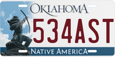 OK license plate 534AST