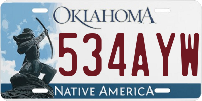 OK license plate 534AYW