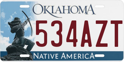 OK license plate 534AZT
