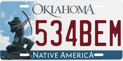 OK license plate 534BEM