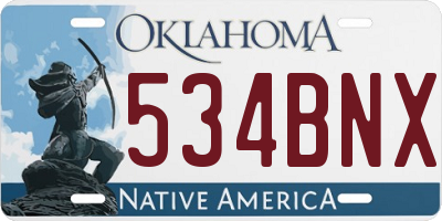 OK license plate 534BNX