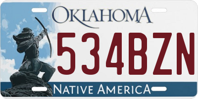 OK license plate 534BZN