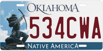 OK license plate 534CWA
