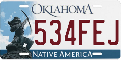 OK license plate 534FEJ