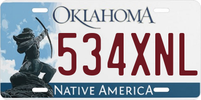 OK license plate 534XNL
